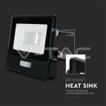 10W LED Прожектор PIR Сензор SAMSUNG Чип Черно Тяло 6400K 1М Кабел