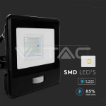 20W LED Прожектор PIR Сензор SAMSUNG Чип Черно Тяло 4000K 1М Кабел