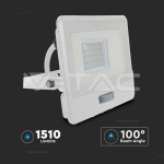 20W LED Прожектор PIR Сензор SAMSUNG Чип Бяло Тяло 4000K 1М Кабел