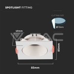 GU10 Корпус Квадрат Бяла Рамка с Бял Рефлектор
