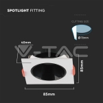 GU10 Корпус Квадрат Бяла Рамка с Черен Рефлектор