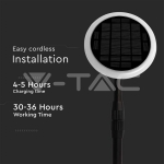 3W LED Соларно Градински Тяло Черно Бяло Тяло 4000K 2бр.