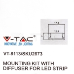 Монтажен Kитс Дифузер за LED Лента Алуминиев Черен 2000x17.4x7мм