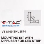 Монтажен Kитс Дифузер за LED Лента Алуминиев Черен 2000x15.8x15.8мм