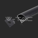 Монтажен Kитс Дифузер за LED Лента Алуминиев Черен 2000x15.8x15.8мм