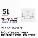 Монтажен Kитс Дифузер за LED Лента Алуминиев Черен 2000x24.7x7мм