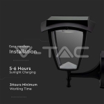 2W LED Соларна Стенна Лампа Черен Мат 3000К+6000К