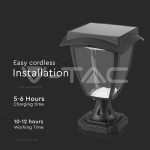 2W LED Соларна Наземна Лампа Черен Мат 3000К+6000К