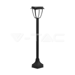2W LED Соларна Лампа Със Стълб Черен Мат 3000К+6000К