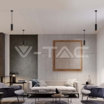 1xGU10 Корпус Пендел Черен D:55x200мм