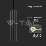 1xGU10 Корпус Пендел Черен D:60x300мм