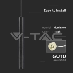 1xGU10 Корпус Пендел Черен D:60x500мм