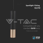 1xGU10 Корпус Пендел Черен  + Златно D:60x300мм