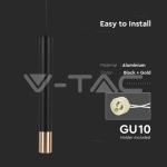 1xGU10 Корпус Пендел Черен  + Златно D:60x500мм