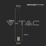 1xGU10 Корпус Пендел Черен  + Златно D:60x500мм