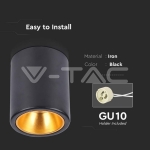 Външен Корпус GU10 Кръг Черен