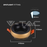 GU10 Корпус Златна Рамка + Черен Рефлектор