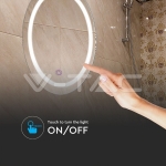 25W LED Огледало Кръг Докосване Промяна на Цвета IP44 Anti Fog 3 в 1