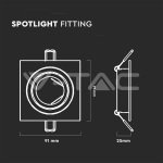 1*GU10 Корпус Луна Квадрат Черна