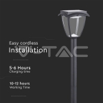 2W LED Соларна Наземна Лампа Черен Мат 3 в 1