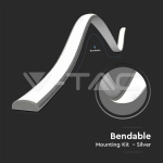 Монтажен Кит С Дифузер За ЛЕД Лента Вграждане 2000*18*6mm Гъвкав Бял