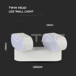 12W Лед Стенна Лампа Двойна Бялa Подвижна IP65 3000K