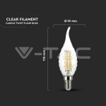 LED Крушка 4W Filament E14 Кендъл Спирала Пламък 3000K