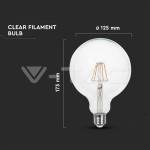 LED Крушка 10W Filament E27 G125 6500K