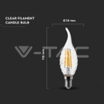 LED Крушка 4W Filament E14 Кендъл Спирала Пламък 6500K