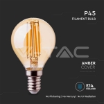 LED Крушка 4W Filament E14 P45 Амбър 2200К