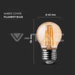 LED Крушка 4W Filament E27 G45 Amber Cover 2200К
