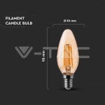 LED Крушка 4W Filament E14 Кендъл Амбър 4000K
