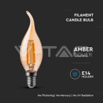 LED Крушка 4W Filament E14 Кендъл Амбър 2200K