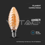 LED Крушка 4W Filament E14 Кендъл Амбър Спирала 2200K