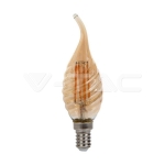 LED Крушка 4W Filament E14 Кендъл Амбър Спирала Плам 2200K