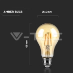 LED Крушка 10W Filament E27 A60 Амбър 2200К
