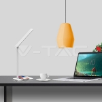 5W Настолна Лампа 3в1 Безжично Зареждане GSM Бяла Правоъгълна Основа