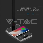 5W Настолна Лампа 3в1 Безжично Зареждане GSM Черна Правоъгълна Основа