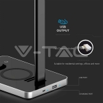 5W Настолна Лампа 3в1 Безжично Зареждане GSM Черна Правоъгълна Основа