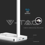 5W Настолна Лампа 3в1 Безжично Зареждане GSM Бяла Правоъгълна Основа