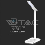 5W Настолна Лампа 3в1 Безжично Зареждане GSM Бяла Правоъгълна Основа