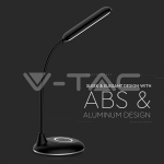 5W Настолна Лампа 3в1 Безжично Зареждане GSM Черна Кръгла Основа