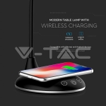 5W Настолна Лампа 3в1 Безжично Зареждане GSM Черна Кръгла Основа
