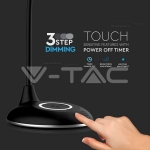 5W Настолна Лампа 3в1 Безжично Зареждане GSM Черна Кръгла Основа