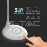 5W Настолна Лампа 3в1 Безжично Зареждане GSM Бяла Кръгла Основа