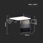 17W LED Стенна Лампа Черна Квадрат 4000К IP65