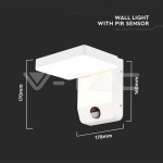 17W LED Стенна Лампа Сензор Бяла Квадрат 3000К IP65