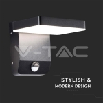 17W LED Стенна Лампа Сензор Черна Квадрат 3000К IP65