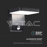 17W LED Стенна Лампа Сензор Черна Квадрат 3000К IP65