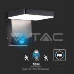 17W LED Стенна Лампа Сензор Черна Квадрат 4000К IP65